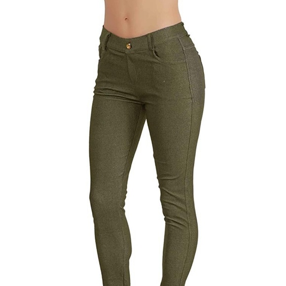 Jean Look Cotton Blend Jeggings Tights Slimming Fu - Picture 3 of 4